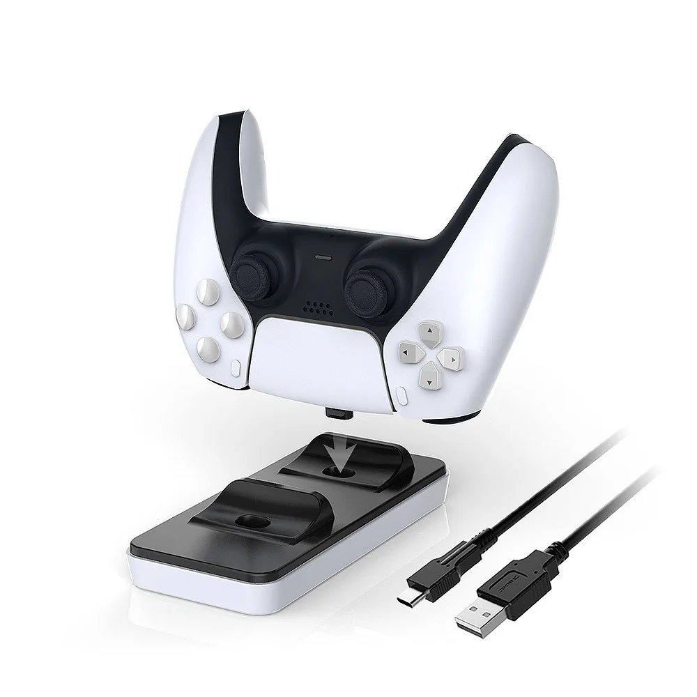 

Dual Slot Gamepad Charger Station Stand Fast Charging Dock Base Power Supply & Type C Adapter for PS5 Wireless Game Controller