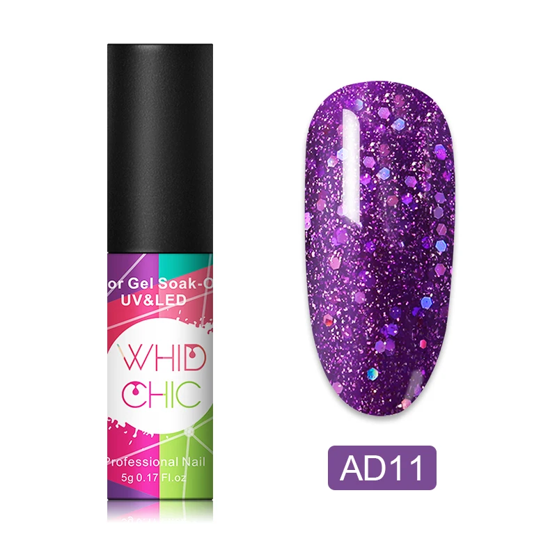 WHID CHICL 1 флакон 5 мл УФ-гель для ногтей красочный блеск сверкающий блестки долговечный УФ-гель для ногтей