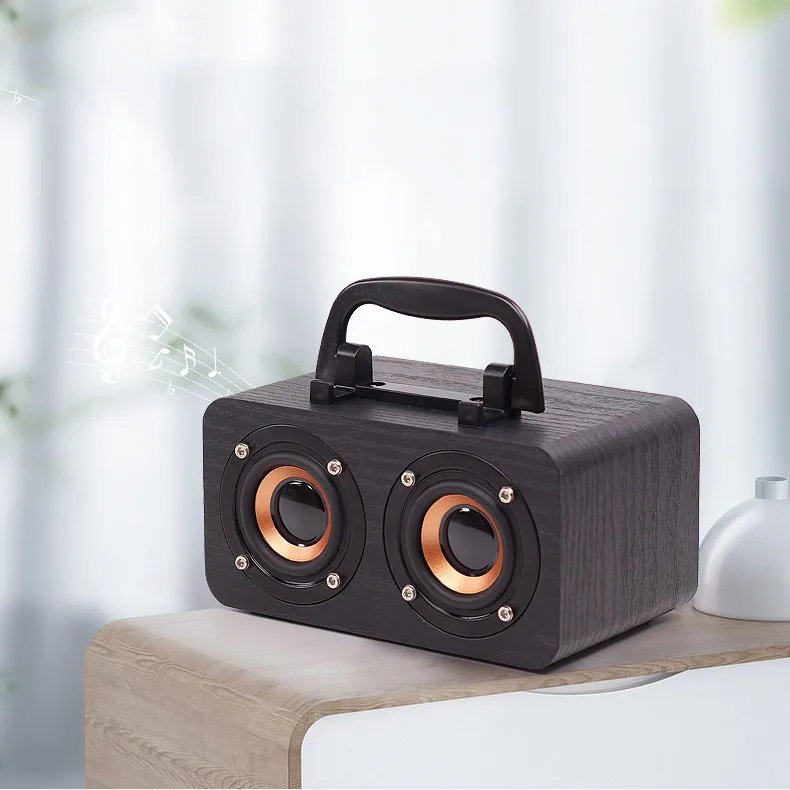 

Portable Wireless Wood Bluetooth Speaker Mini Bluetooth Altavoz Mobile Phone Holder Dual Loudspeakers Support TF Card Player