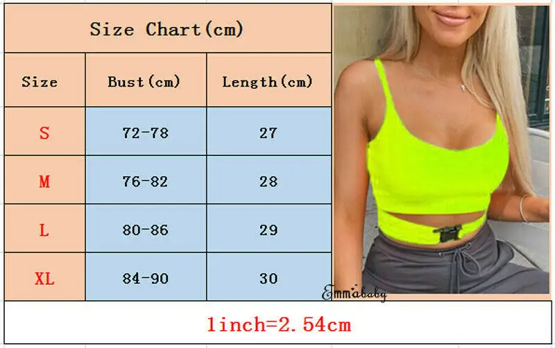 

Women Sexy Fluorescent Green Black Crop Tops Girls Spaghtetti Straps Solid Tank Top Camis Streetwear Tees