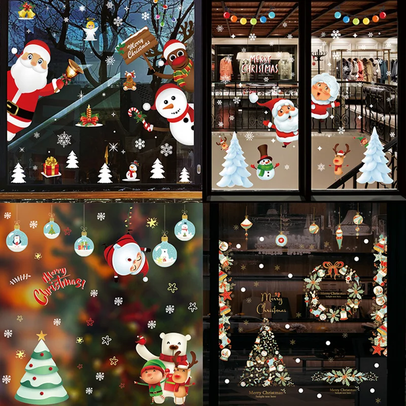 

Christmas wall stickers Shopping mall window holiday stickers New Year glass snowflake wall stickers Decorative wallpaper