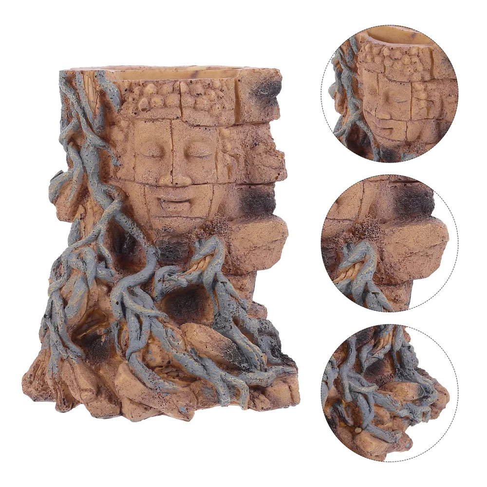 

1PC Aquarium Tank Landscape Ornament Fish Tank Human Face Stone Statue Decor