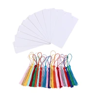 24pcs paper blank bookmarks with tassel cardstock for diy projects gifts tags school supply party favor white