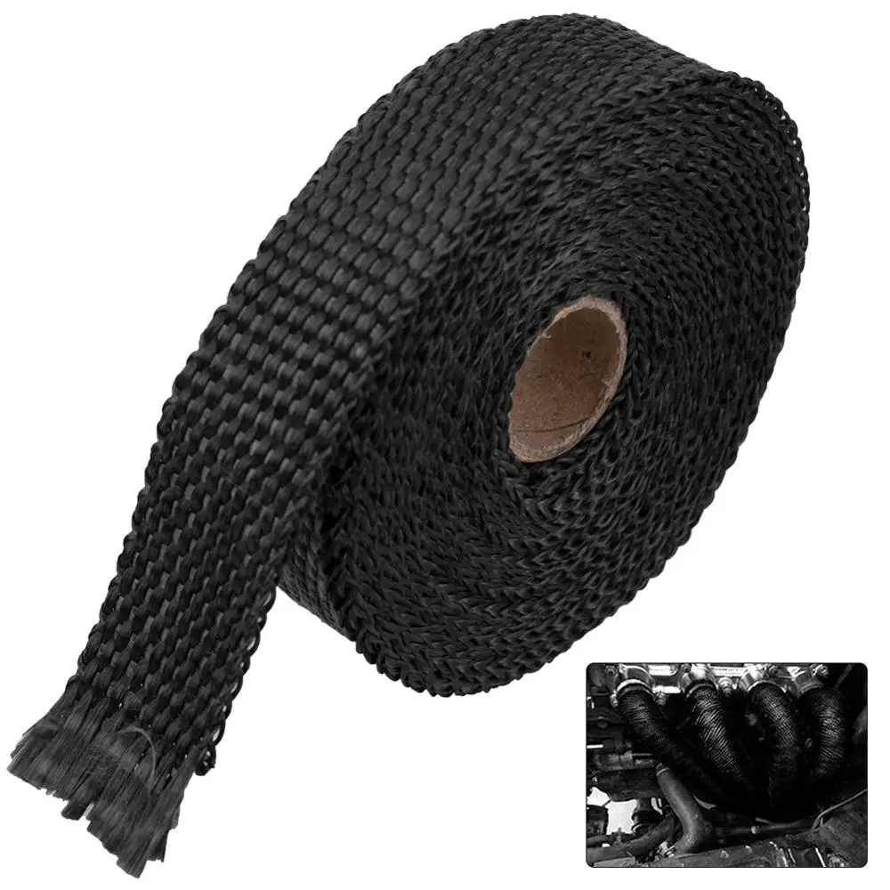 

5M Roll Fiberglass Heat Shield Moto Exhaust Header Pipe Heat Wrap Tape Thermal Protection Manifold Header Insulation Cloth Roll