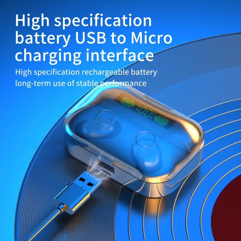 TWS Bluetooth Earphones Wireless Headphones Stereo In-Ear Headset Binaural Call Earbuds with LED Digital Display and Microphone |