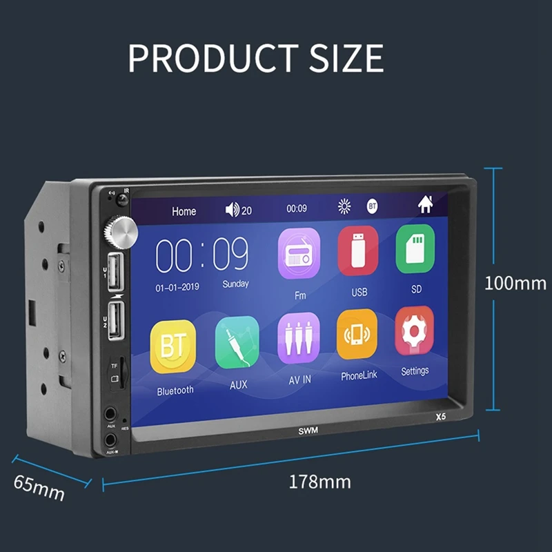 2 Din автомобильное радио 7 дюймов пресс-экран MP5 плеер мультимедиа аудио Bluetooth USB