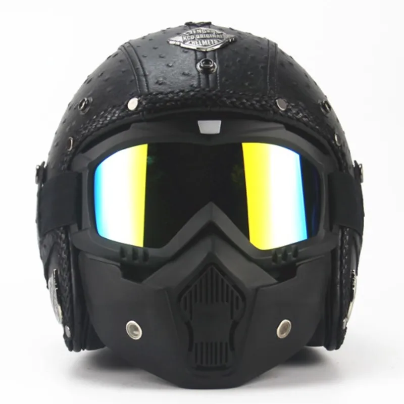 Горячая продажа кожаные мотоциклетные шлемы 3/4 мотоциклетный шлем для мотоцикла