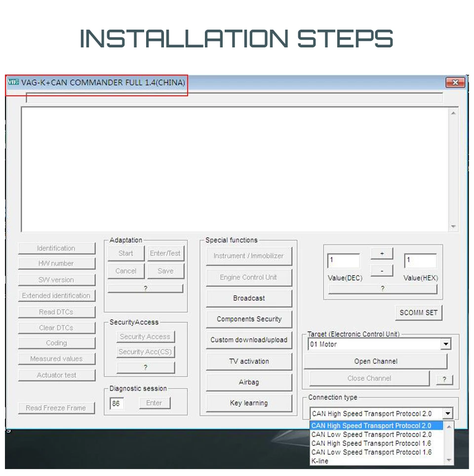 Диагностический сканер OBD2 для VAG K CAN Commander 1 4 FTDI FT232RQ PIC18F25K80 Vw Golf/bor Jetta Vag K-Line |