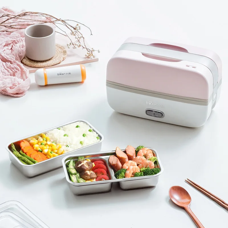 220V Electric Heating Lunch Box Multifunction Cooking Machine Portable Electric Heating Pot Stainless Steel Inner For Travel