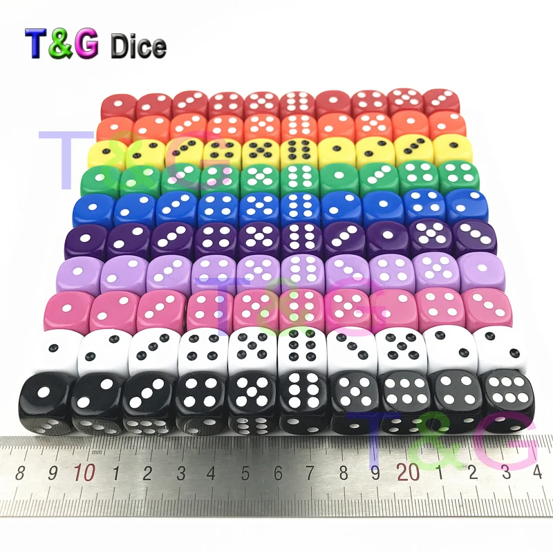 10 шт./компл. красочные стандартные игральные кости 6 сторонний 16 мм округлый угол