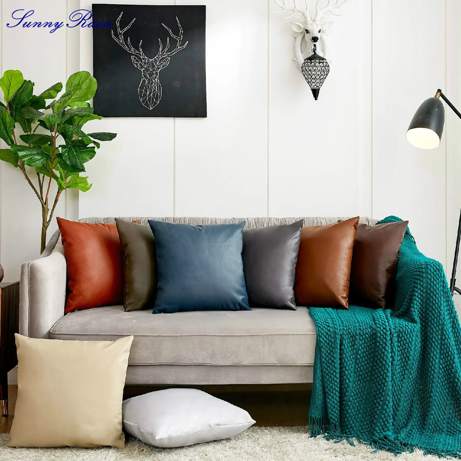 SunnyRain 2 шт. наволочки из искусственной кожи декоративные подушки Чехлы для