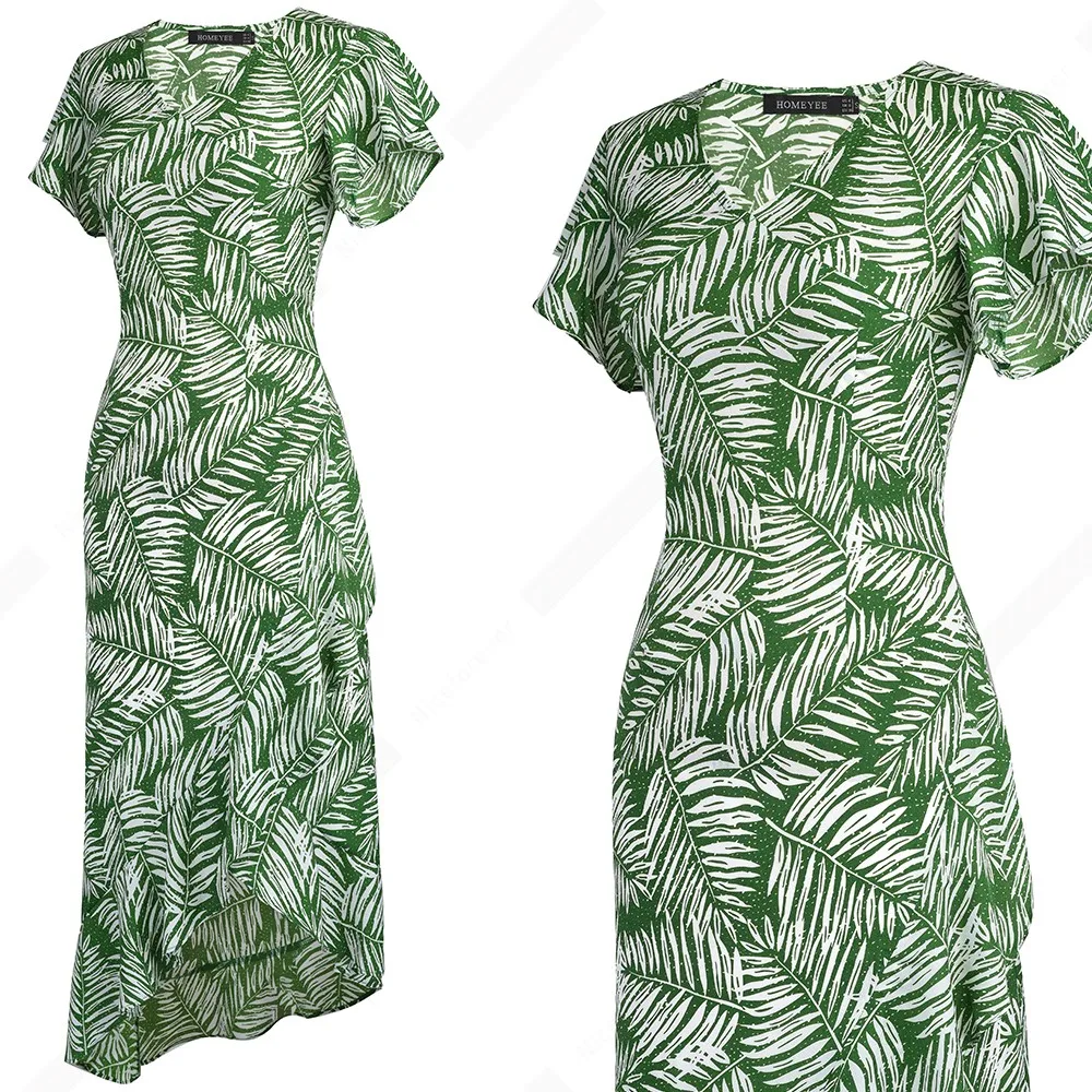 Новое повседневное летнее платье с v образным вырезом и рукавом бабочкой