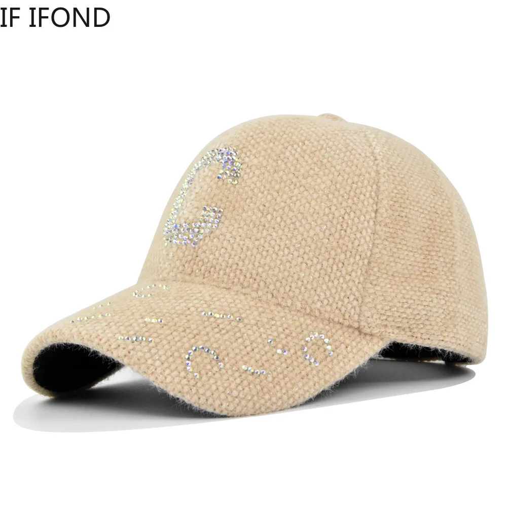 New Korean Baseball Caps For Women Winter Windproof Cashmere Warm Cap Trendy Khaki Pink Plus Velvet Hats Gorras Hombre