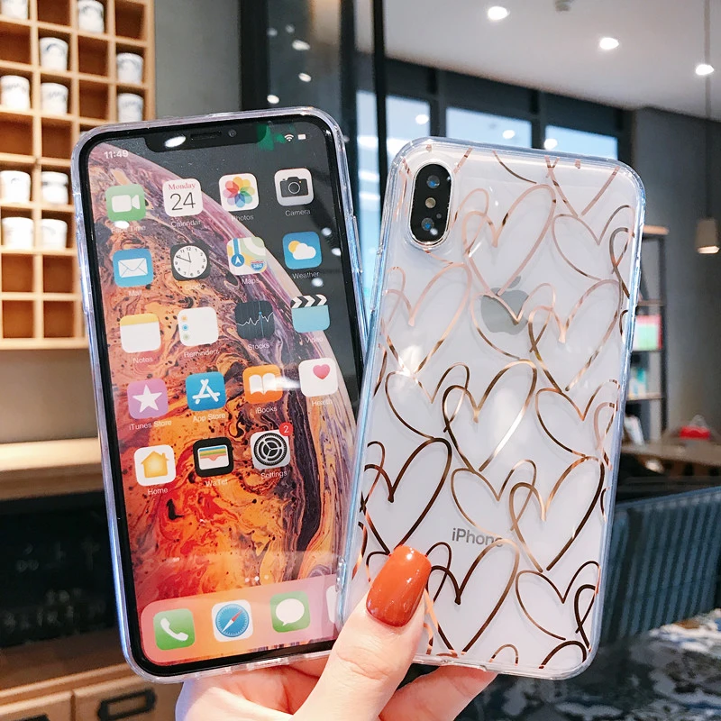 Lovebay чехол для телефона iPhone 6 6s 7 8 Plus 11 Pro X XR XS Max гальванизированная Любовь Сердце