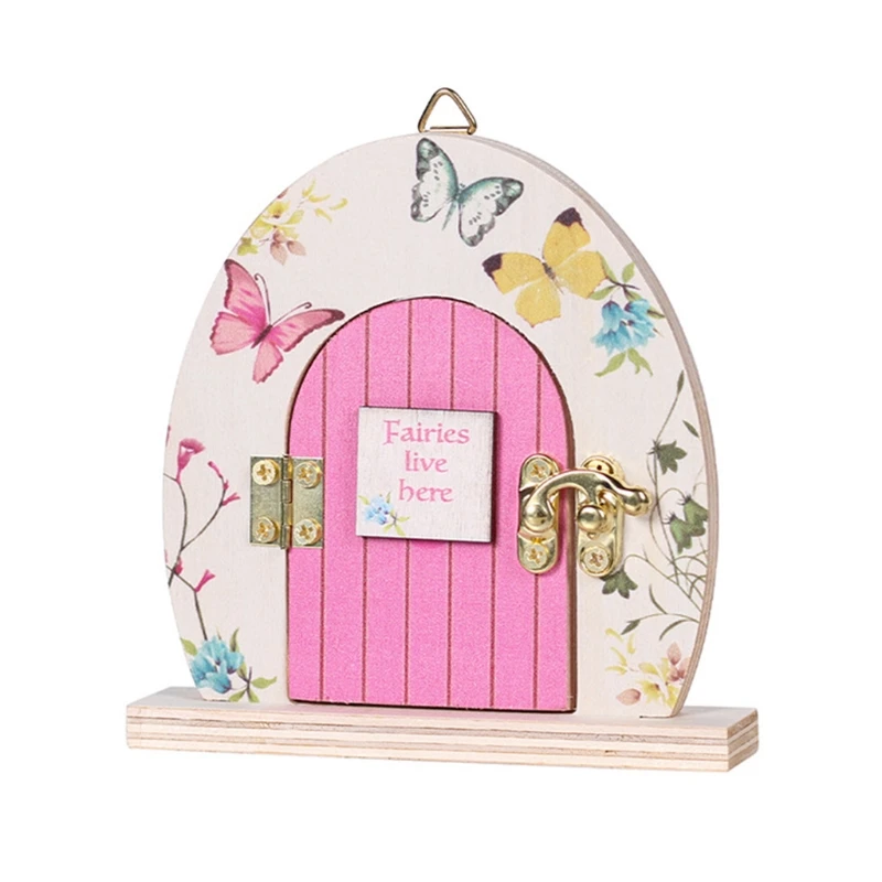 Miniature Fairy Wooden Garden Pink Arch Door 3D DIY Pixie Elf Mouse Hole Decor B03E | Дом и сад