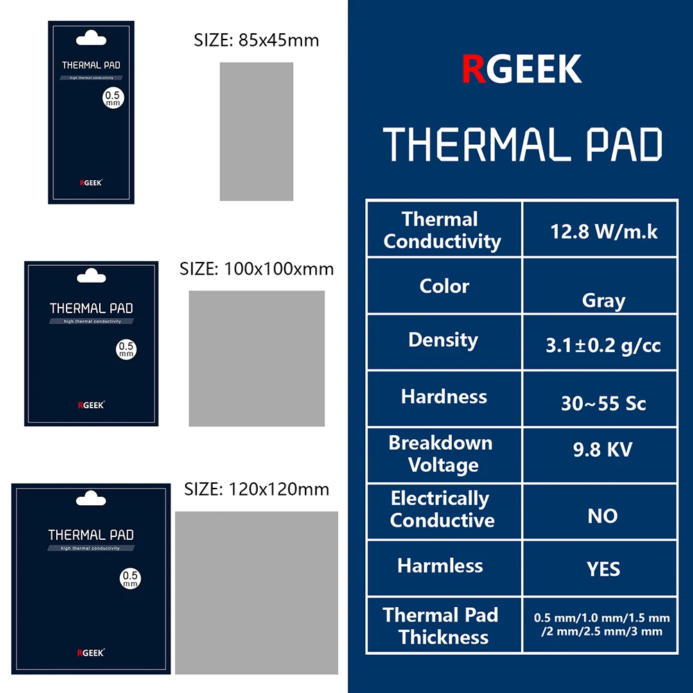 RGeek High Perfermance 12.8W/mK Thermal Grease Pads CPU GPU Heatsink Cooling Conductive Silicone Pad Cooler Mat | Компьютеры и офис