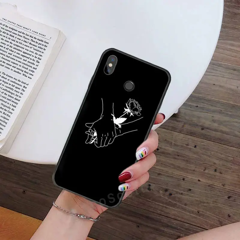 

Black and white simple lines luxury protective Phone Case cover For Xiaomi Redmi note 7 8 9 t k30 max3 9 s 10 pro lite