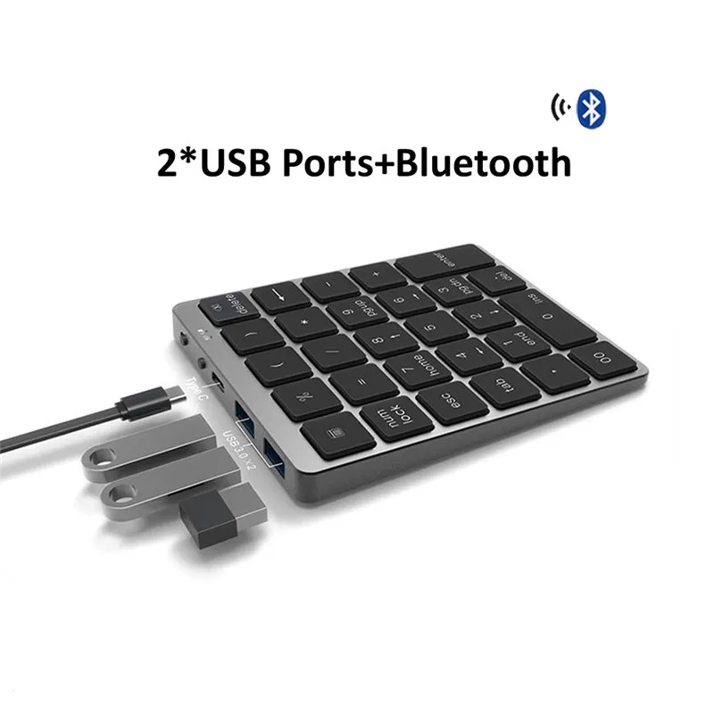 Портативная беспроводная цифровая клавиатура N970 с Bluetooth и двойным разветвителем