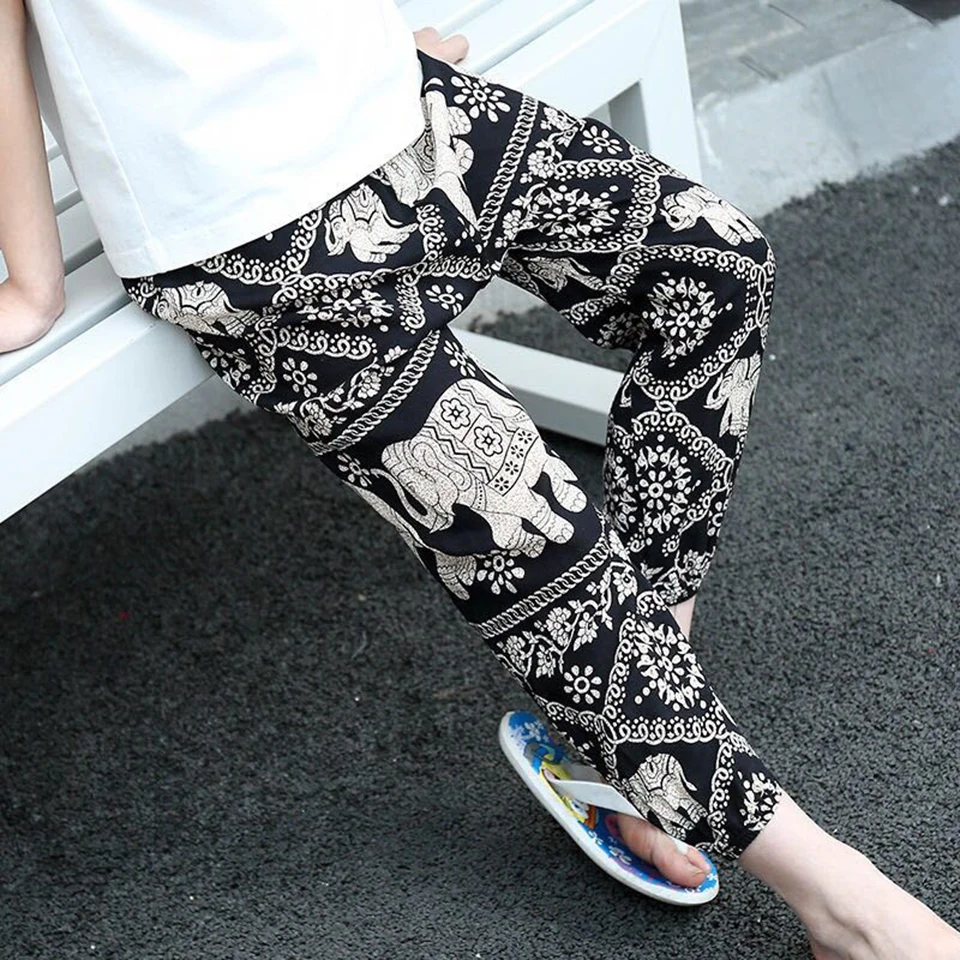 Летние брюки для маленьких девочек и мальчиков Детские повседневные свободные