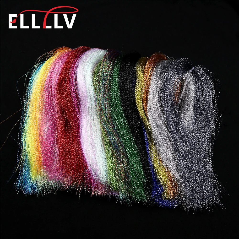 4 Packs Jig Hook Lure Making Material Twisted Flashabou Holographic Tinsel Fly Fishing Tying Crystal Flash