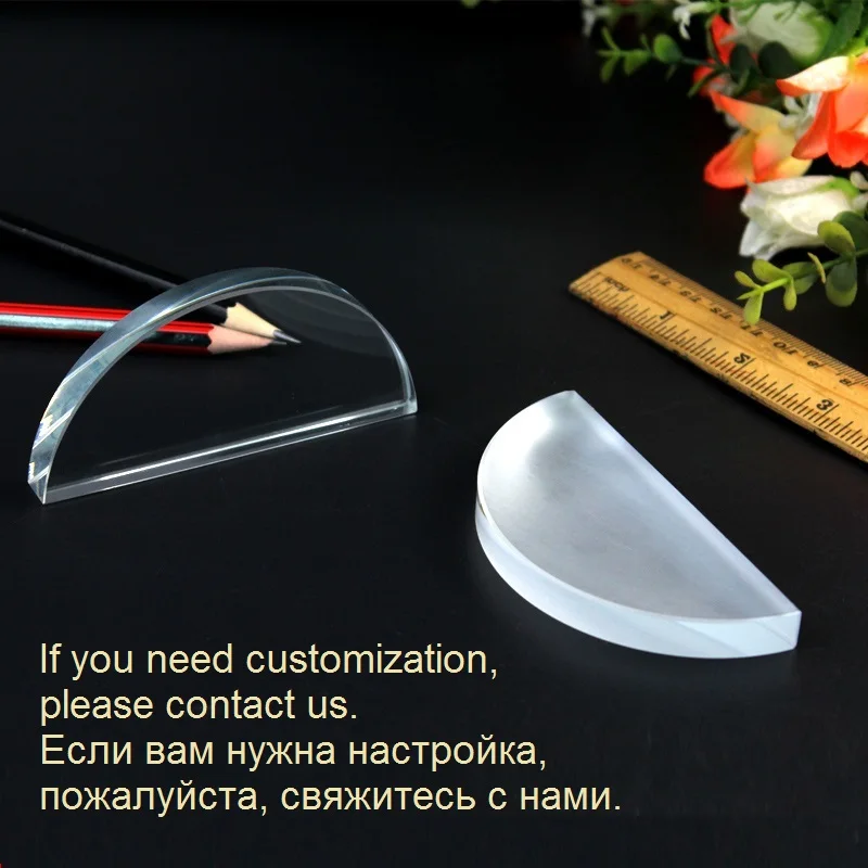 Оптическая полукруглая стеклянная линза полуцилиндрическая зеркальная