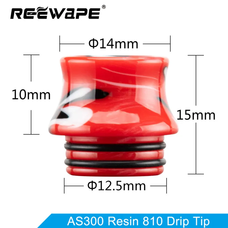 

Newest 1pcs random color REEWAPE AS300 Resin 810 Drip Tip E-Cigarette Mouthpiece For RDA rta