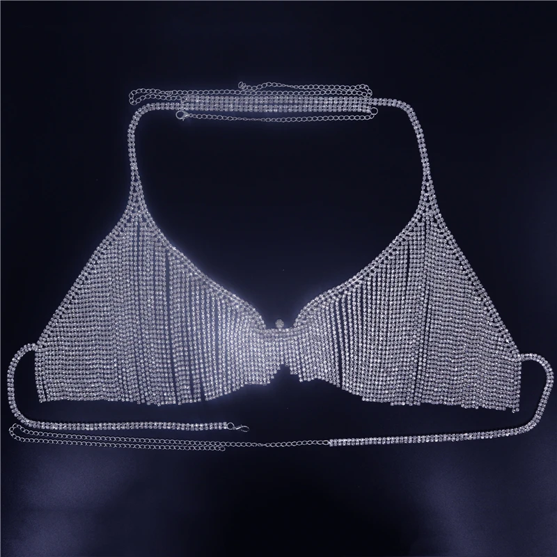 Роскошные длинные кисточки цепочка для тела бюстгальтер стринги ремни женское