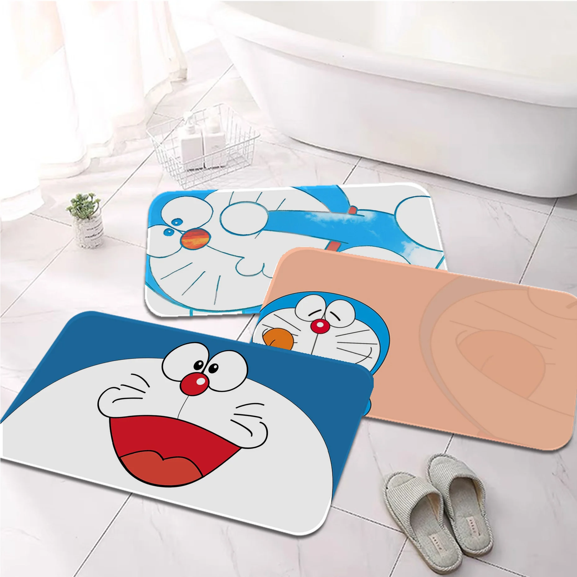 

Doraemon Printed Flannel Floor Mat Bathroom Decor Carpet Non-Slip For Living Room Kitchen welcome Doormat