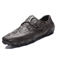 men casual shoes genuine leather crocodile pattern cowhide luxury brand fashion breathable driving shoes slip on comfy moccasins