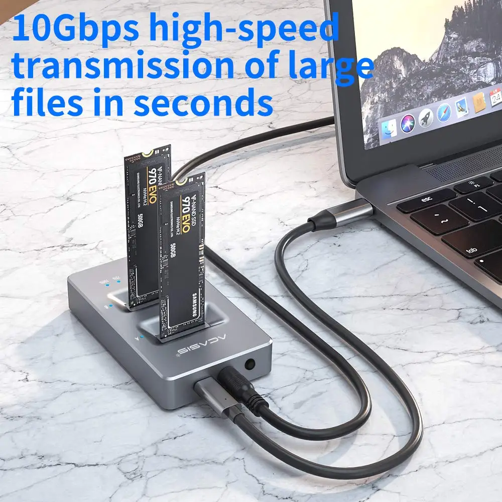 Корпус Acasis NVME для двух дисков док станция с M.2 на Type C USB3.1 Gen2 внешний жесткий диск M2