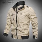 Куртка-бомбер мужская на молнии, Повседневная ветровка в стиле милитари, приталенная куртка-пилот, уличная одежда в стиле хип-хоп, осень