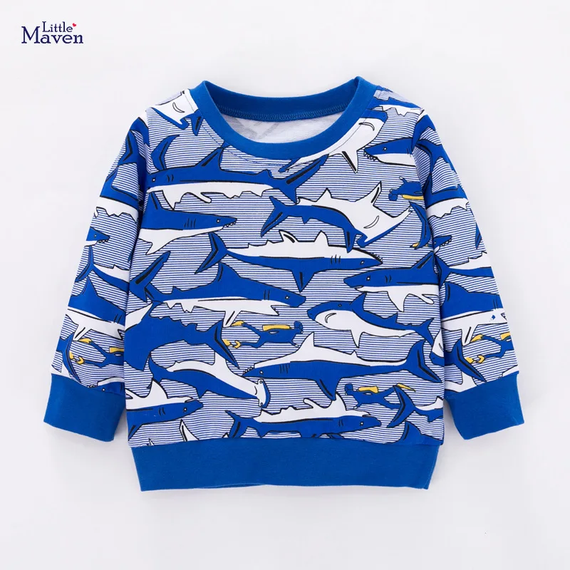 

Little Maven Brand autumn winter baby boy clothes children's shark print sweater for Kids 2-7 Years QZ47