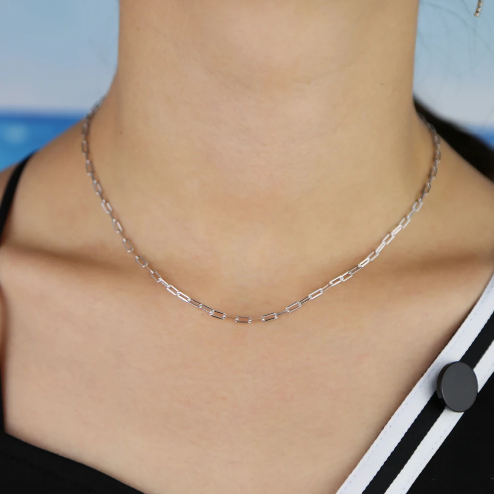 Серебро 925 пробы, классика, модное ювелирное изделие для 41 см 46 см цепь из квадратных звеньев для ухода за кожей для женщин Европейский современный ожерелье цепочка