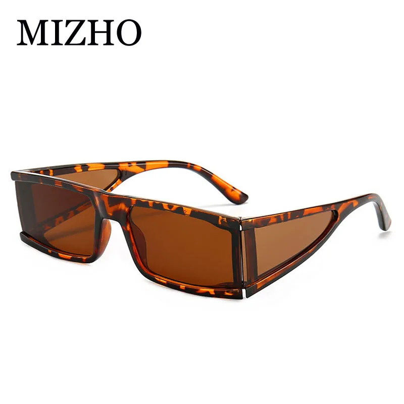 

MIZHO 2020 Rectangle Sunglasses Women Small Frame Narrow Mirror Sun Glasses Silver Black Lens Men Punk Eyeglasses Trendy