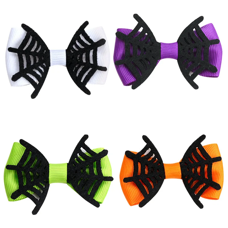 

24pcs Halloween Headdress Spider Web Bow Hairpin Cartoon Hair Grips Holiday Party Dance Creative Funny Accessories Children Girl