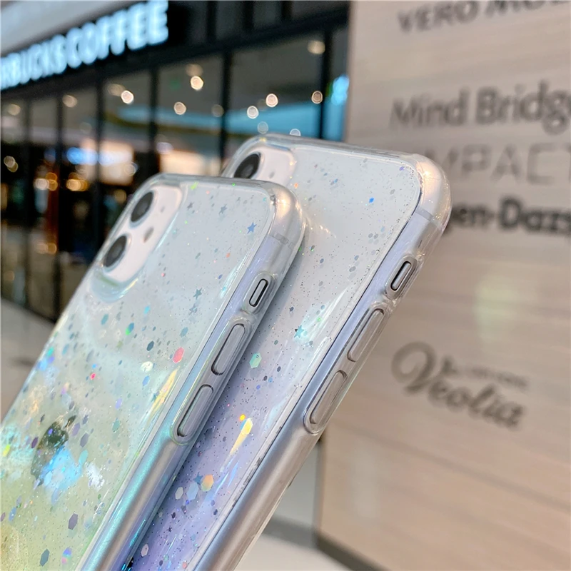 Освежающий цветной чехол с блестками для Samsung Galaxy A51 A71 A50 A70 A10 A20 S20 Plus Note 20 Ultra 8 9 10 S8