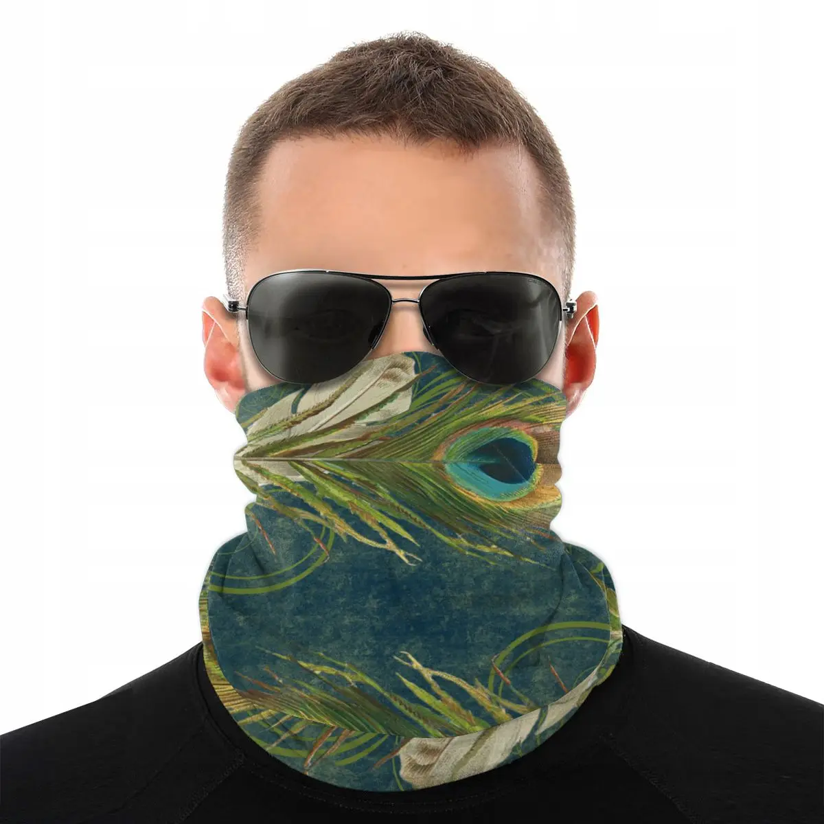 Шарф унисекс винтажный с павлиньими перьями модная маска труба для защиты шеи