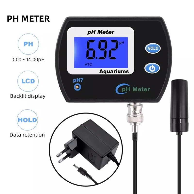 

Digital PH Meter Monitor Aquarium Swimming Pool Drink Water Quality Analyzer Replaceable BNC Type Electrode Acidimeter