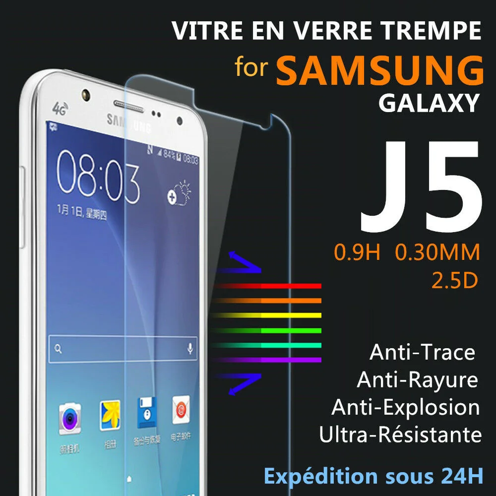 

Film Vitre Protection en VERRE Tremp cran incassable For SAMSUNG GALAXY J5 /