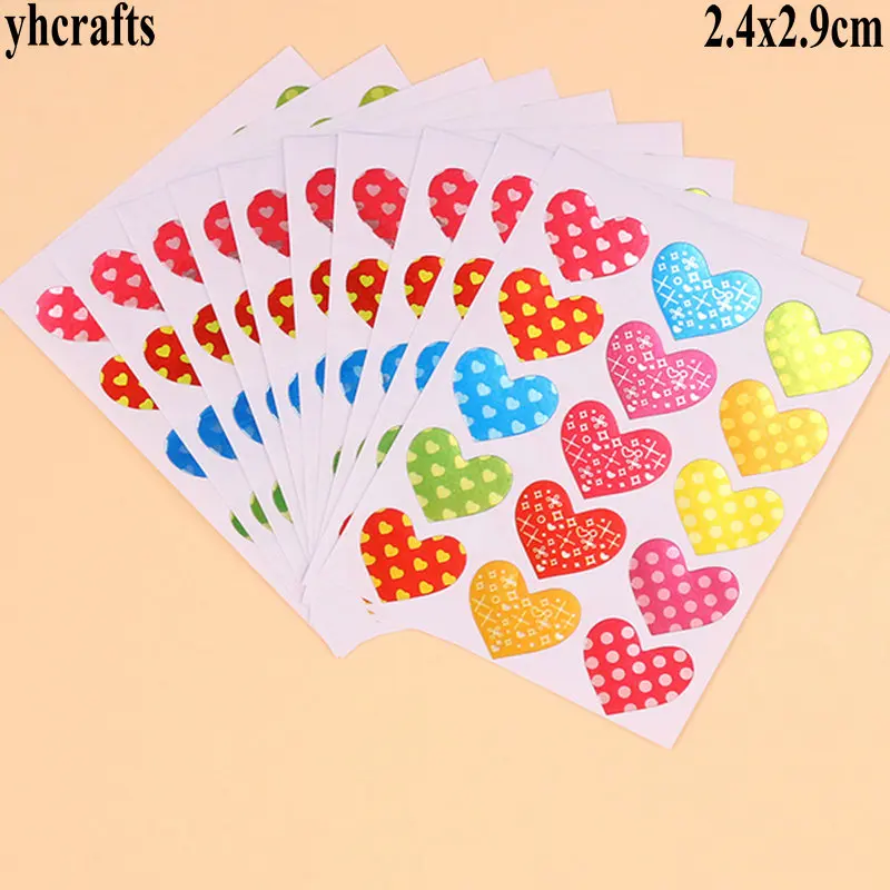 1 пакетов/лот лазерные бумажные наклейки в форме сердца раннее обучение