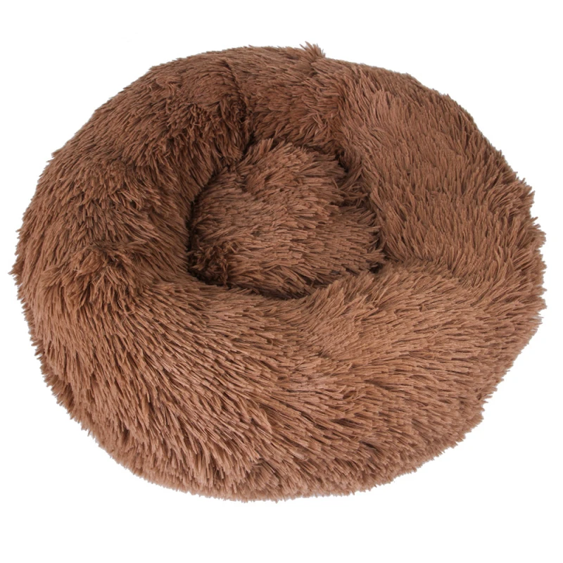 brown Хит, S/M/L, круглые плюшевые кровати для кошек, мягкая длинная плюшевая кровать для собак, зимний теплый спальный мешок, подушка для щенка, коврик, теплая кровать для домашних животных - Цвет: brown