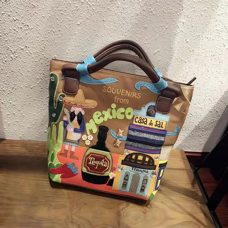 

Сумка Mexcio Ins Sac вместительные повседневные сумки через плечо сумка-ведро для женщин холщовая Высококачественная модная винтажная Новая пос...