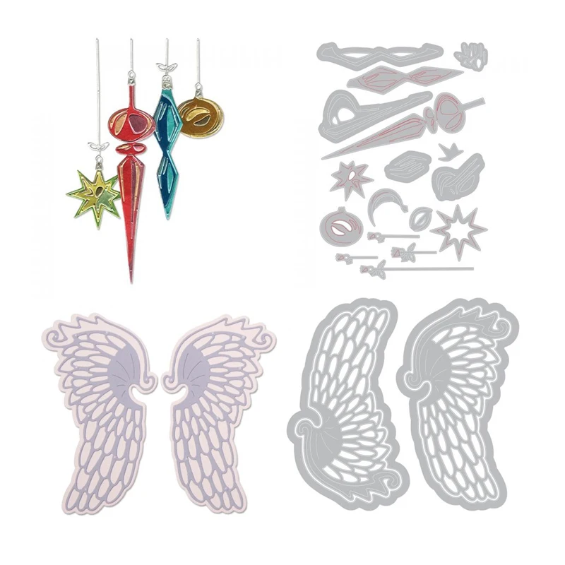 

New Cutting Dies for 2021 Angel Wings Hanging Decorations for Photo Album Crafts DIY Clear Stamps Punching Stencils Card Making