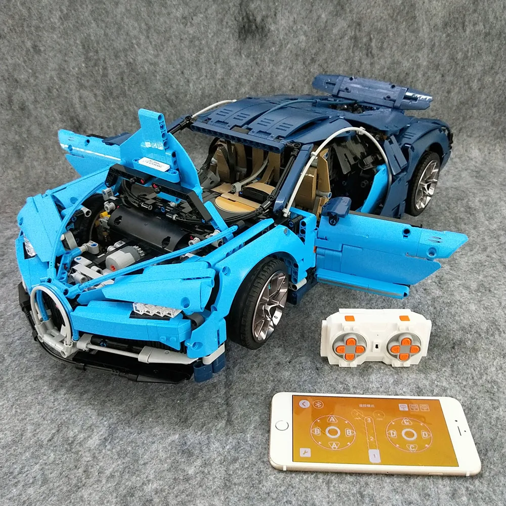 Car with RC Motor MOC 42083 Bugatti Chiron Technic гоночный автомобиль приложение RC двигатель совместимый Iegoset 20086 Кирпичи Строительные блоки игрушки рождественские подарки - Цвет: Car with RC Motor