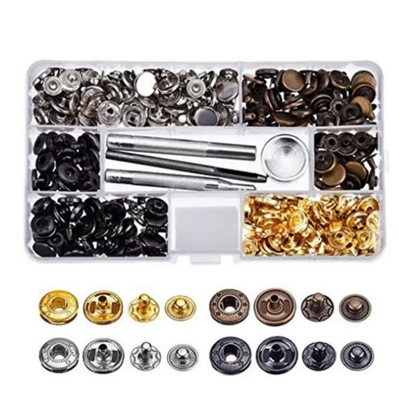 Металлические латунные кнопки для костюма бытовые + установочный инструмент