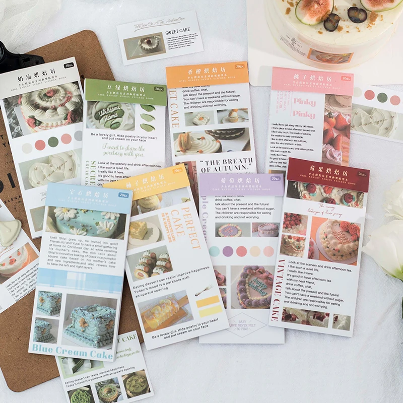

20 Sheets Cake gourmet Paintings Stationery Stickers Book Aesthetic Landscape Cute Bullet Journaling Decor Sticker School