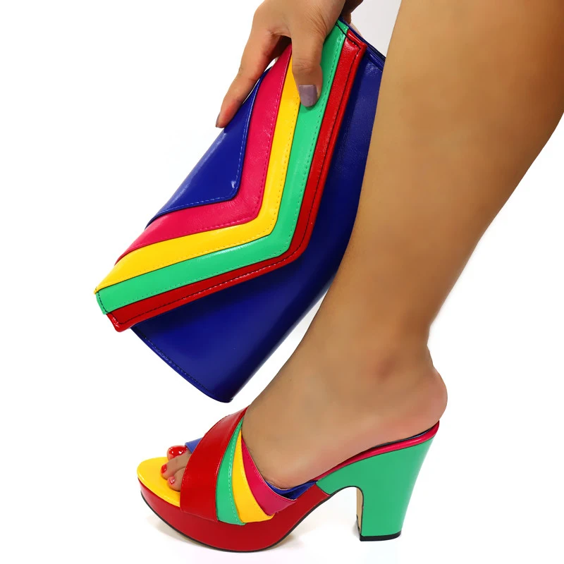 Doershow африканская обувь и сумка соответствующий набор с желтым Лидер продаж