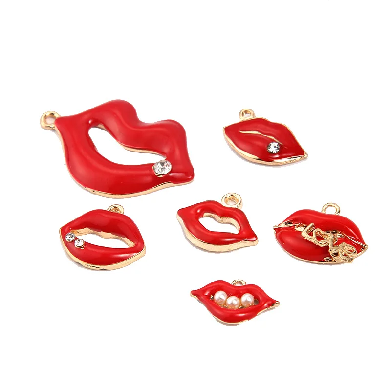 10 шт. сексуальные красные губы в форме рта из цинкового сплава аксессуары для