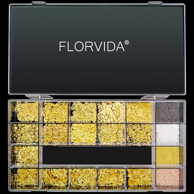 Акриловые плоские стразы FlorVida для дизайна ногтей 21 сетка пустой контейнер