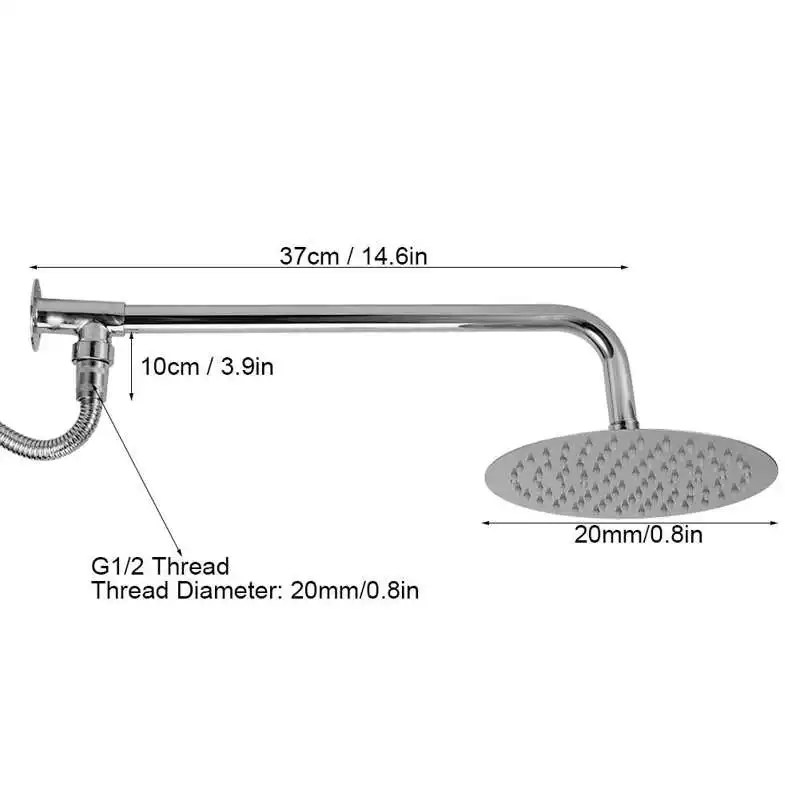 

Bath Shower 8in Round Shower Head G1/2 Thread Modern Stainless Steel Home Bathroom Accessories shower head high pressure